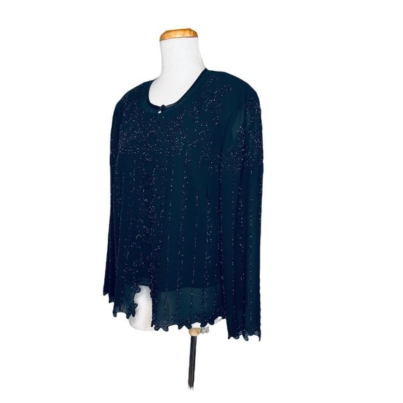 R&M Richards Vintage Formal Hand Beaded Jacket & Tank Top 2 Piece Set Sz 14 USA - Picture 4 of 12